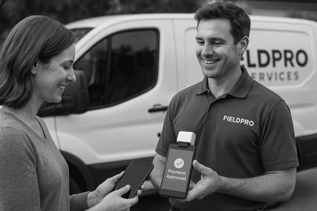 Accepting a card payment from a smartphone on the jobsite